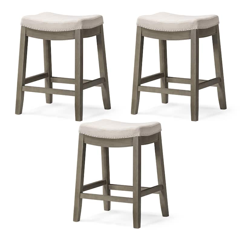 Maven Lane 26" Sophia Backless Counter Height Kitchen Stool - Set of 3 - Aged Grey