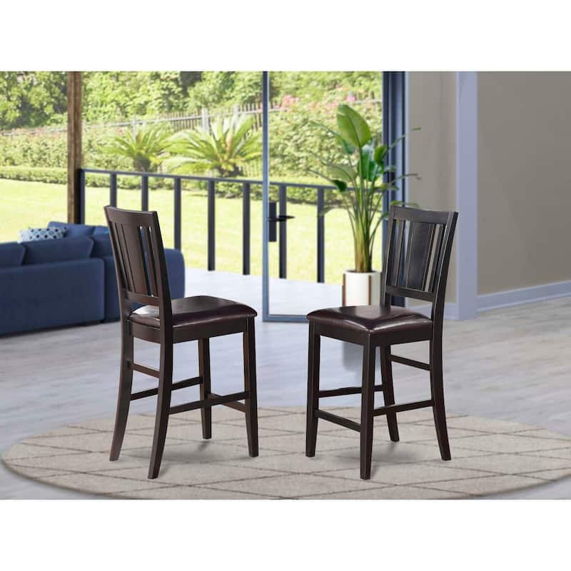 Counter Height Dining Chair with Wooden Seat, Mahogany Finish, Stylish Modern Bar Stool for Kitchen Dining Space