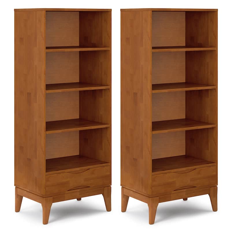 WYNDENHALL Pearson 24 inch Solid Wood 4 Shelf Bookcase (Set of 2) - 24"W x 16"D x 60"H