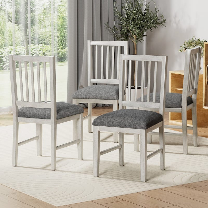 VECELO 5/7 Piece Farmhouse Dining Set 47" Kitchen Table Set Solid Wood Rectangular Dining Set for Small Spaces