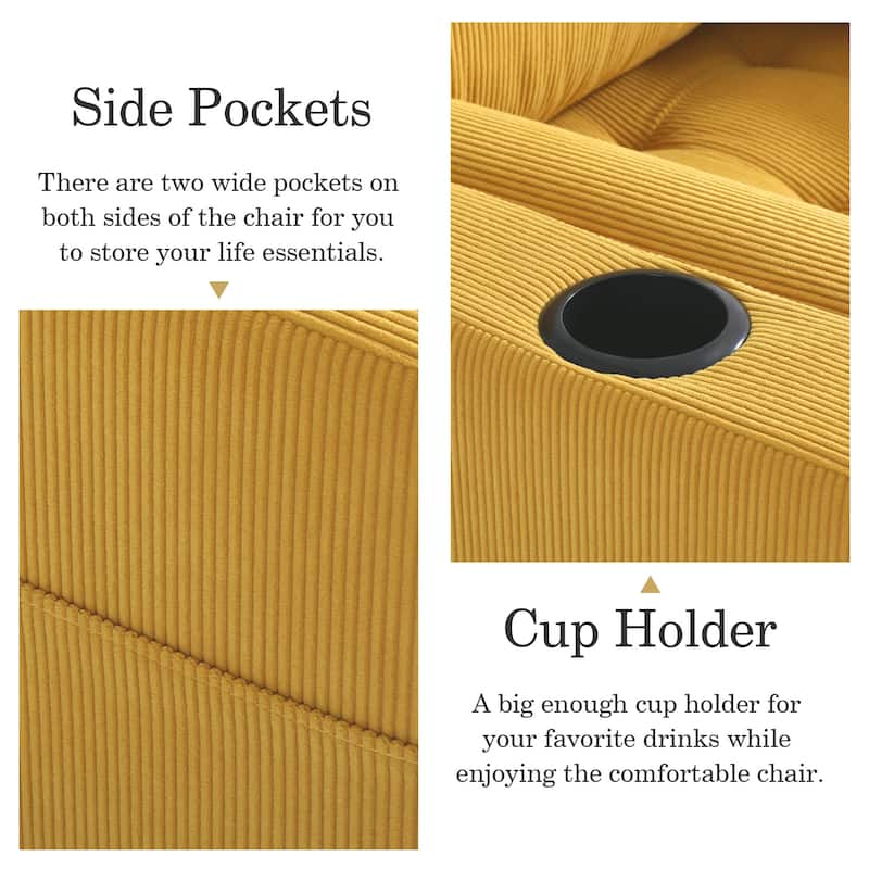 3-in-1 Corduroy Sleeper Sofa Pull-Out Bed Convertible Adjustable Loveseat with USB Port