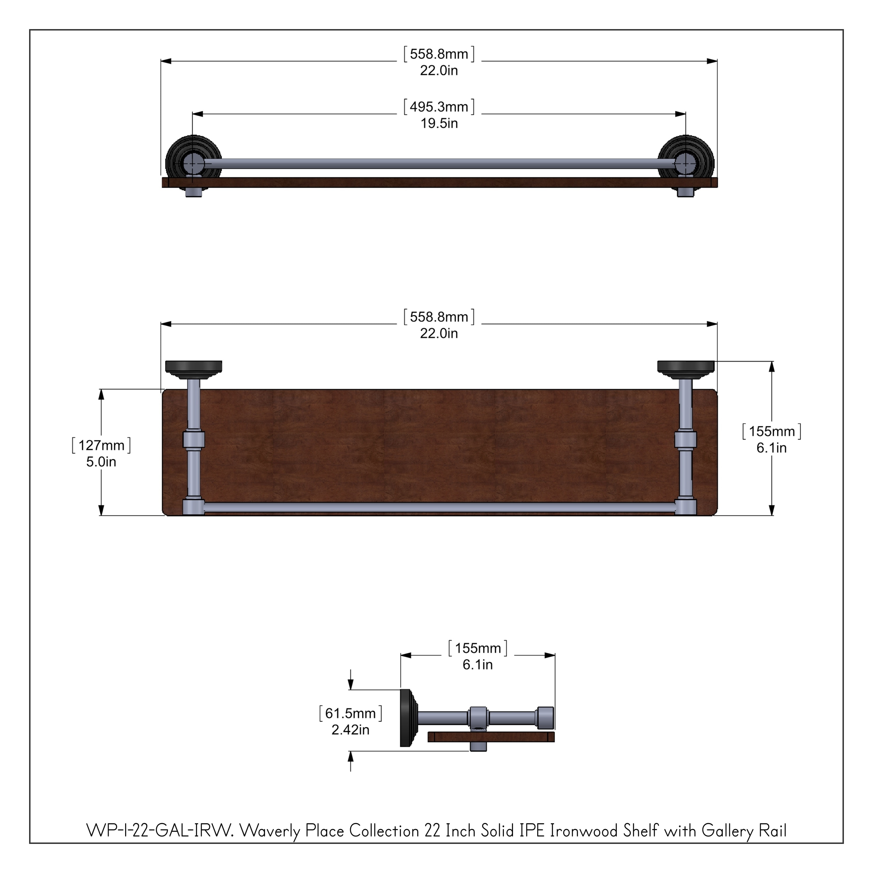 Allied Brass 22 Inch Solid IPE Ironwood Shelf with Gallery Rail On Sale  Bed Bath  Beyond 12004464