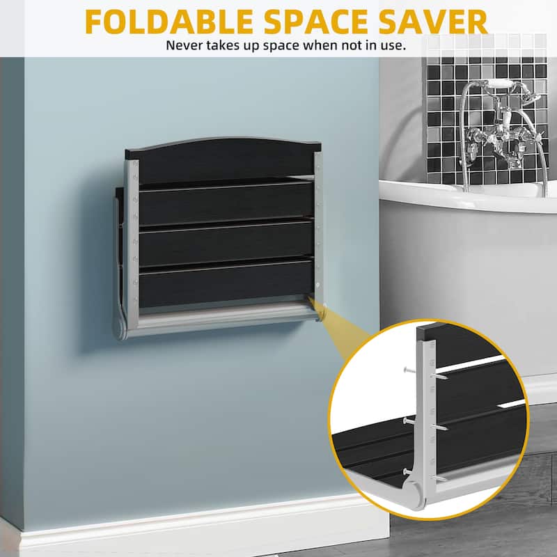 Moasis Plastic Wood Wall Mounted Folding Shower Seat
