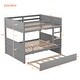 preview thumbnail 4 of 7, Convertible Wood Full Size Bunk Bed with Trundle & Ladder, Solid Wood Detachable Bunkbeds Frame for 3 Kids, Full Over Full Size