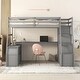 preview thumbnail 15 of 37, Twin Size Wood Loft Bed with 7 Drawers 2 Shelves, Ladder and Desk for Kids, Bedroom