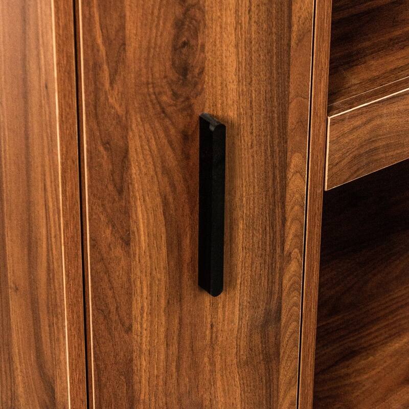 Wooden Freestanding Kitchen Pantry Storage Cabinet with Shelves and Drawers