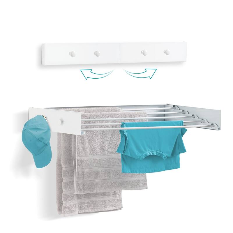 Ivation Retractable Wall Mounted Clothes Drying Rack - Foldable Laundry Drying Rack for Clothing - 40 in