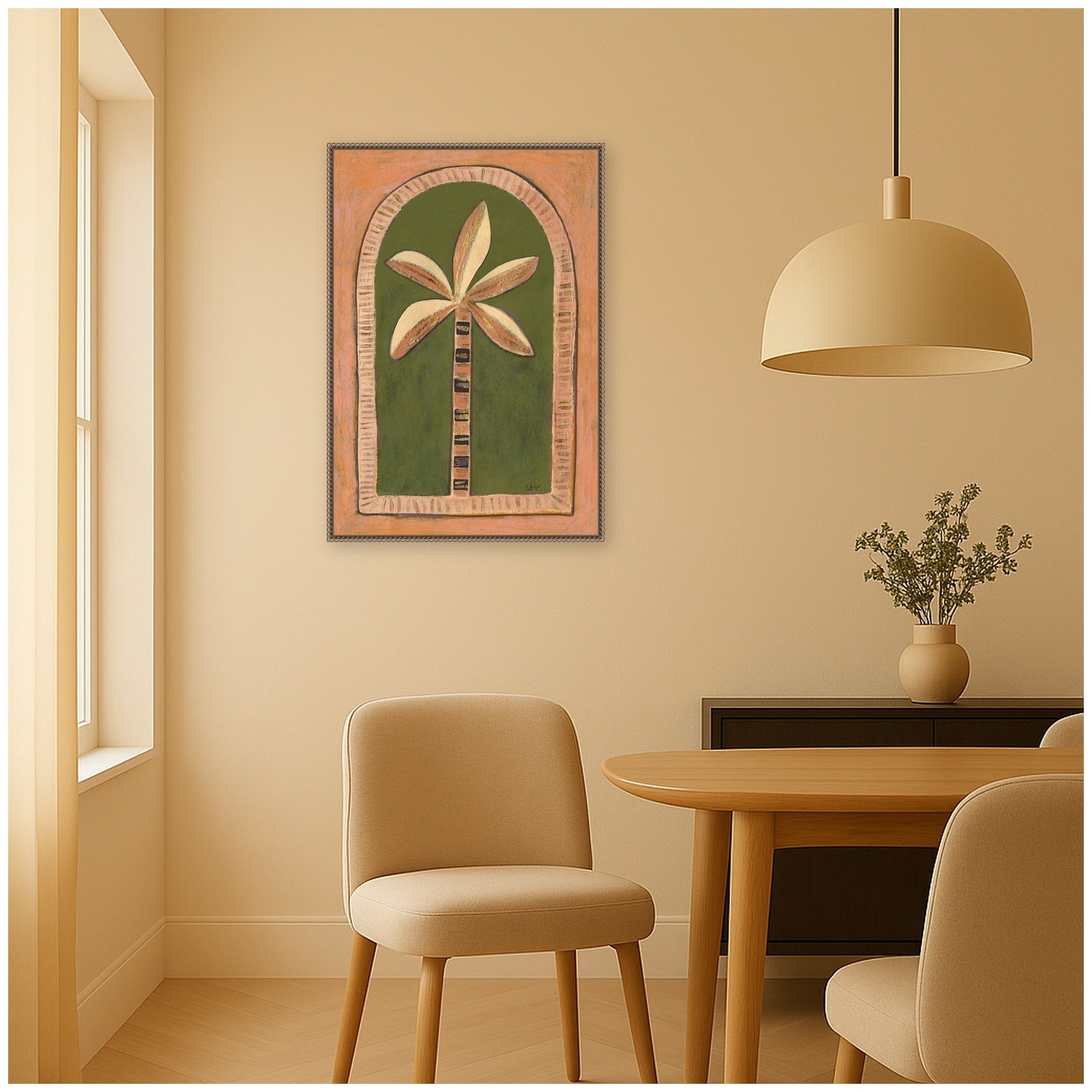 Kate and Laurel Palm Tree Arch by Cris Villa Studio Framed Canvas Wall Art Print
