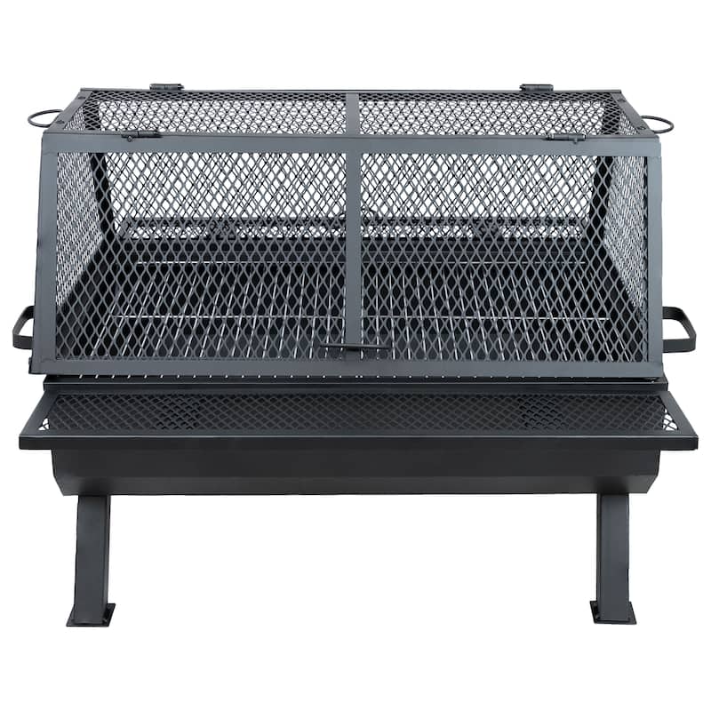 Sunnydaze Outdoor Fire Pit with Grill and Spark Screen - 36" H