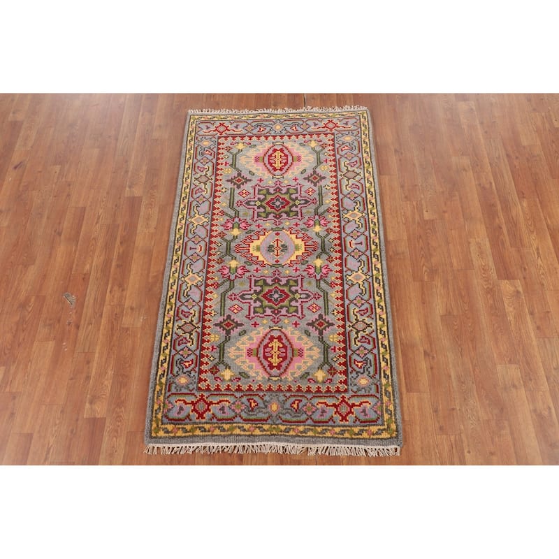 Kazak Oriental Foyer Rug Hand-Knotted Wool Carpet - 3'0"x 5'2"