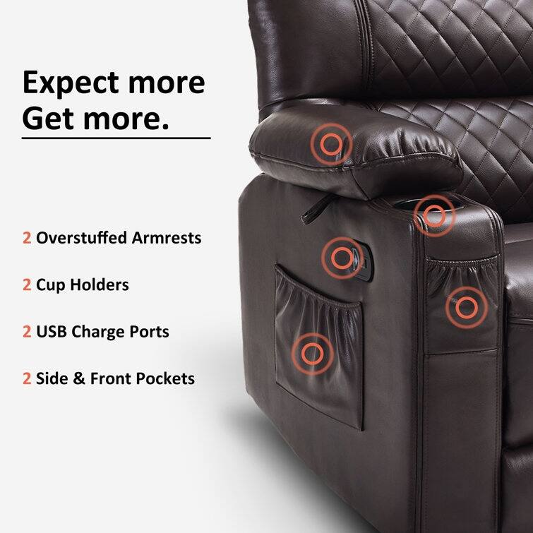 MCombo Electric Power Loveseat Recliner with Console, Power Reclining Sofa with Heat and Vibration, USB Ports, Cup Holders PR624