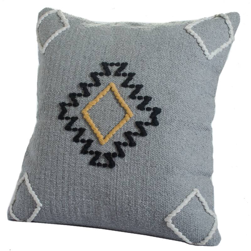 Handwoven Scandinavian Square Throw Pillow Cover - 20" - Gray and Black
