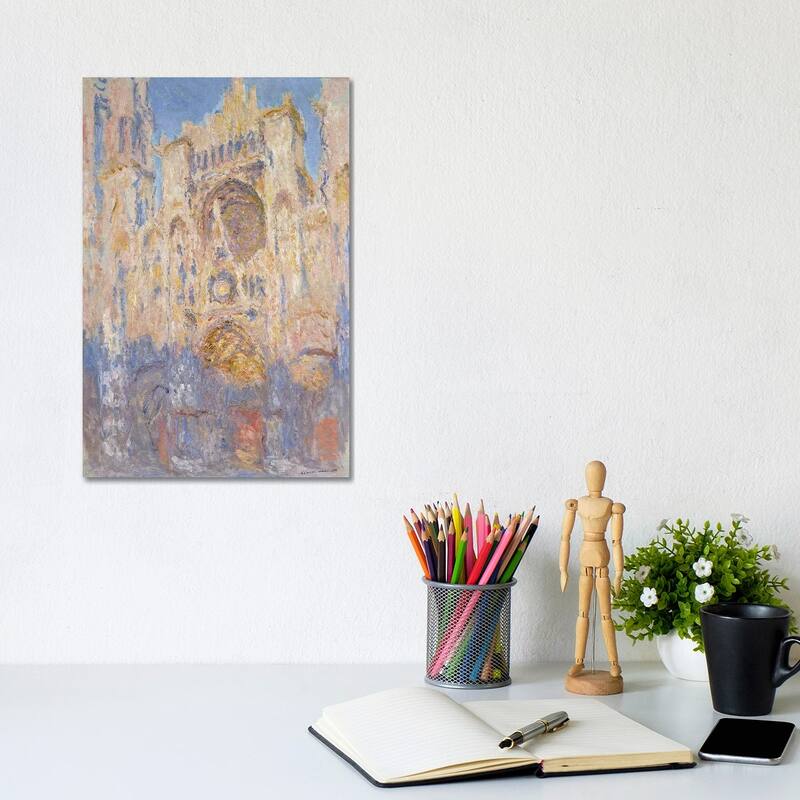 iCanvas "Rouen Cathedral, Effects of Sunlight, Sunset, 1892 " by Claude Monet Canvas Print - 12x8x0.75