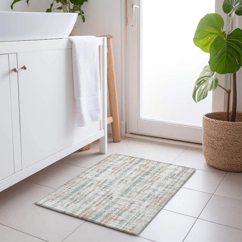 Premium Washable Super Soft Abstract Contemporary Mayfield Rug - Ivory - 1' 8" x 2' 6" - Rectangle