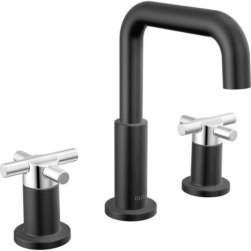 Delta 35894LF Nicoli 1.2 GPM Widespread Bathroom Faucet with Cross - Matte Black / Chrome