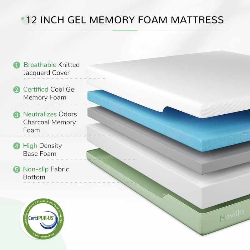 Novilla 12-inch Medium Gel Memory Foam Mattress