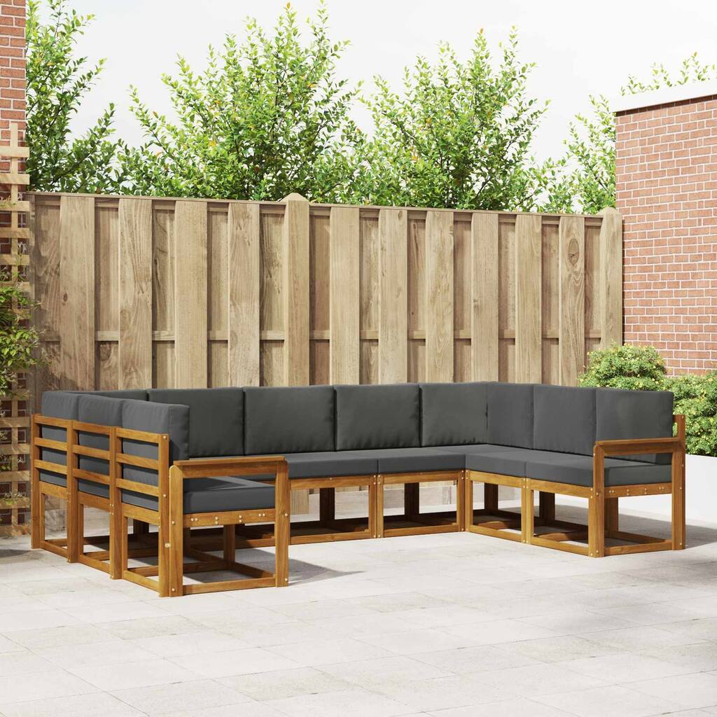 vidaXL Outdoor Sofa Set with Cushion 9 pcs Natural and Anthracite - 119.69 x 73.82 x 28.74 in