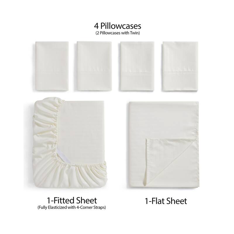 Sweet Home Collection 6 Piece Embossed Dobby Stripe Sheet Set, Double Brushed Microfiber