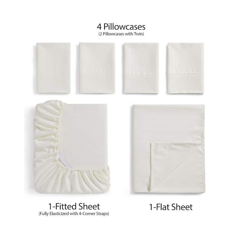 Sweet Home Collection Dobby Stripe 6-Piece Bed Sheet Set