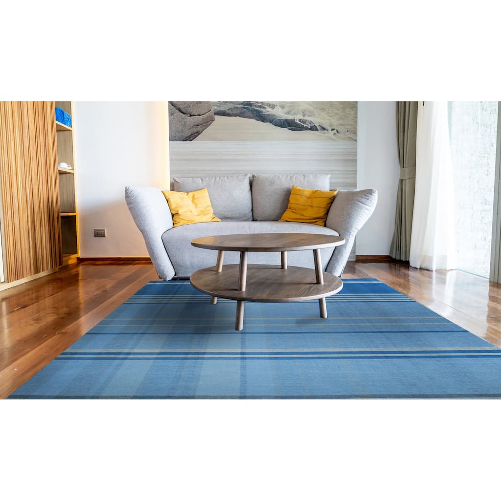 Home Decor EORC Hand-Knotted Wool Flat Weave Rug, Denim Stylish and Durable Area Rug for Adding Comfort and Texture to You