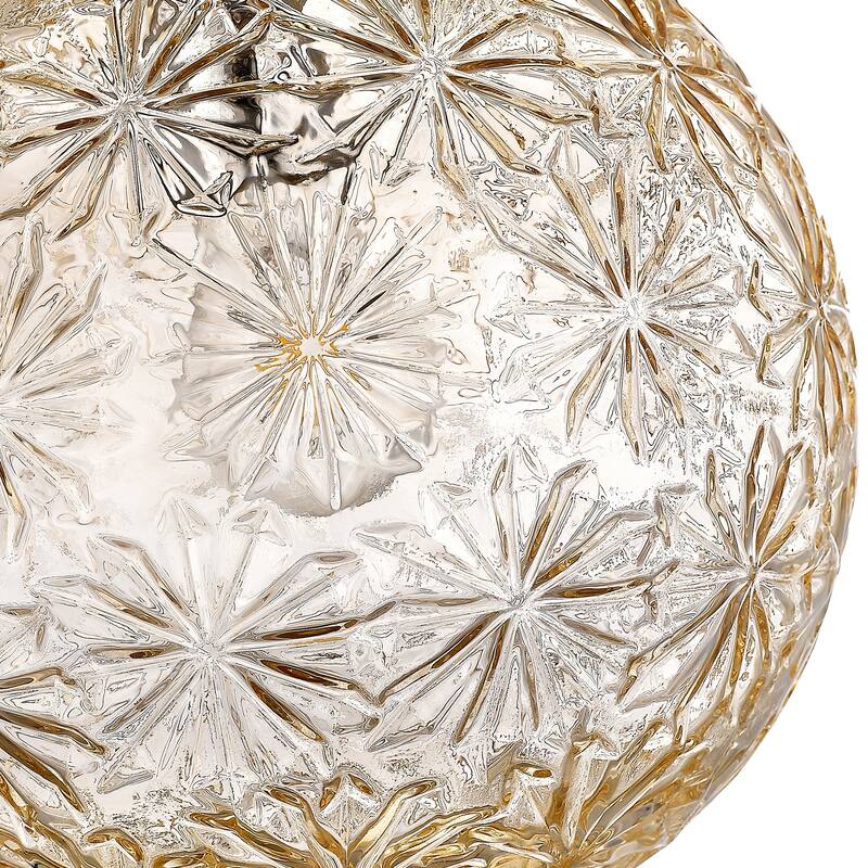 9.84 inch Cognac Etched Glass Globe Pendant Light Hanging Ceiling - 9.8 inch