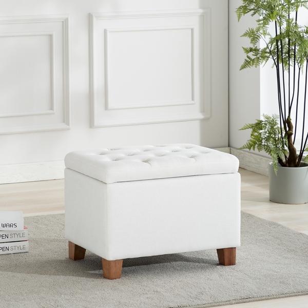 White tufted clearance storage ottoman