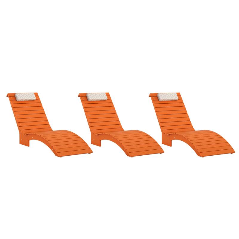 Outdoor Chaise Lounge Chair Set of 3, Patio Lounge Chairs for Outside, HDPS Lounge Chair - 59.8"L x 22"W x 34.8"H