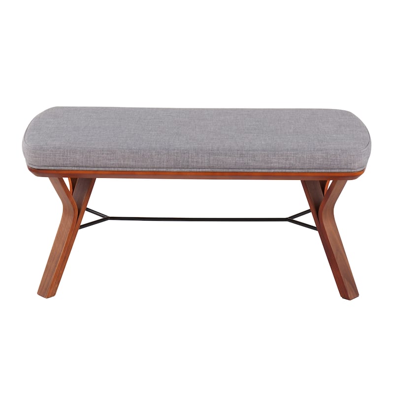 Carson Carrington Sala Upholstered Bench - Light Grey Fabric & Walnut Wood