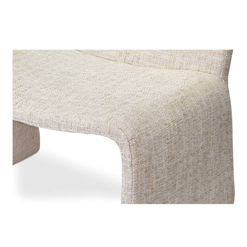 NADAAL STUDIOS Gideon Accent Chair, Oval-Inspired, 100% Polyester Upholstery with Foam Cushioning, Iron Frame, Heather Beige