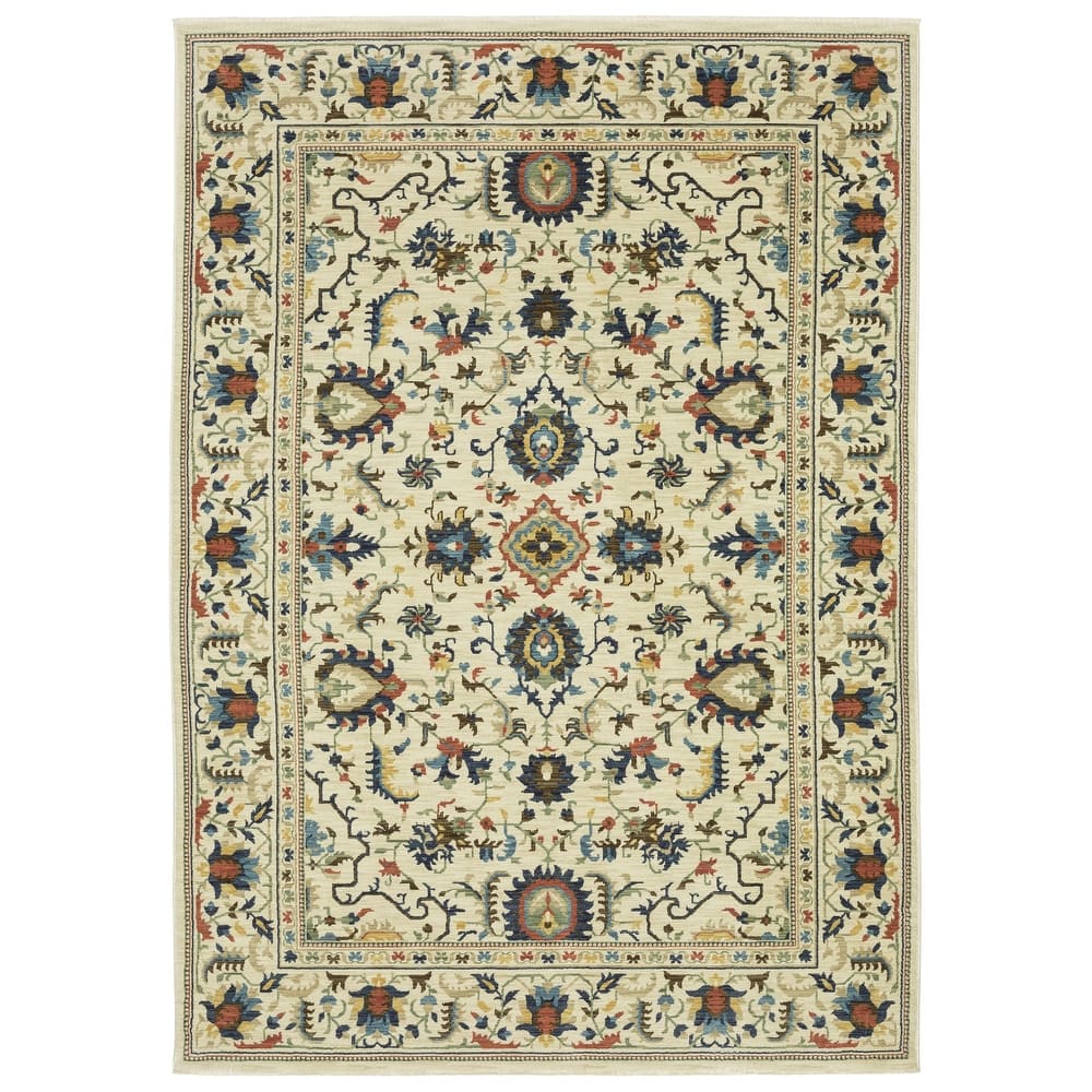 Style Haven Federica Bohemian Border Ivory/ Multi Fringe Edge Area Rug