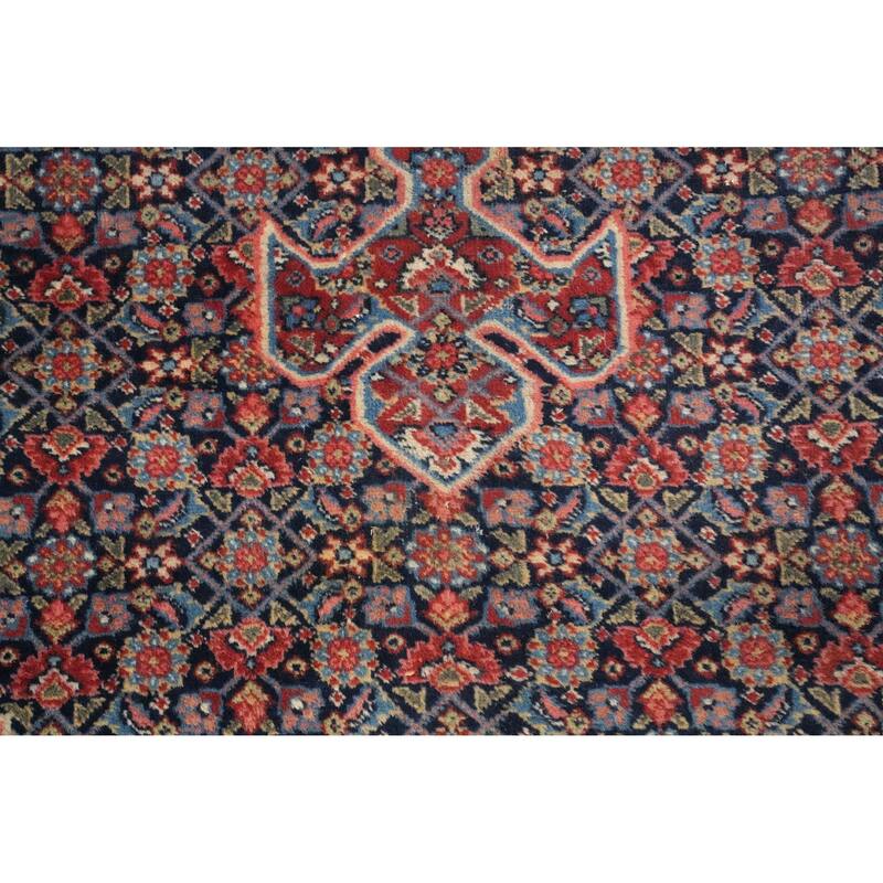 Hand Knotted Oriental 100% Wool Carpet Traditional Medallion Navy Blue & Blues Tabriz Area Rug - 16' 2'' X 9' 0''
