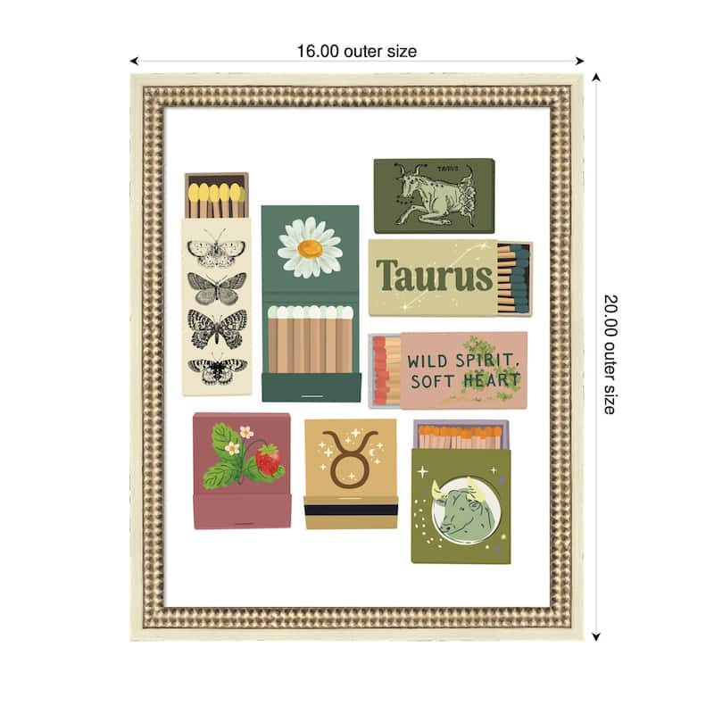 Kate and Laurel Taurus Matchbooks 14x18 FC by Megan Ryan Framed Wall Art Print