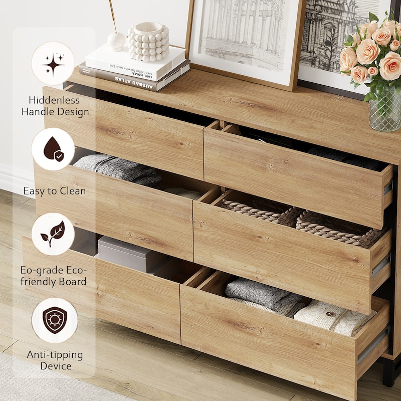 WAMPAT 3 in 1 Multifunctional Sideboard Buffet Cabinets with Glass Doors and 5 Drawers for Living Room, Kitchen