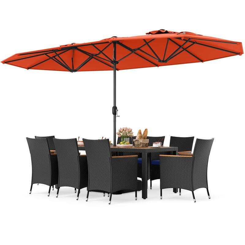 Costway 11 PCS Patio Wicker Dining Set with Double-Sided Outdoor - See Details