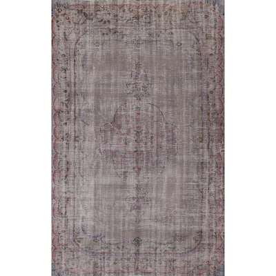 Distressed Over-Dyed Sparta Turkish Vintage Rug Handmade Wool Carpet - 6'6"x 10'1"