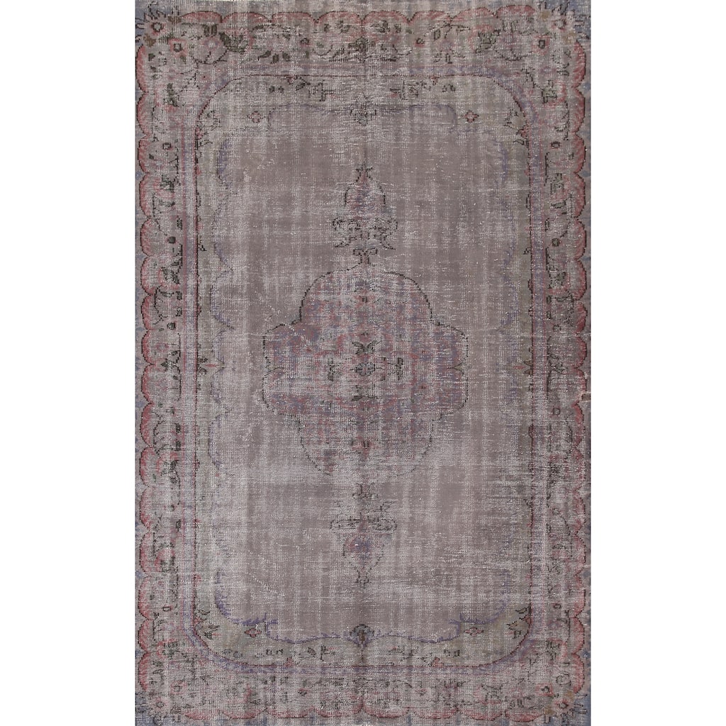 Distressed Over-Dyed Sparta Turkish Vintage Rug Handmade Wool Carpet - 6'6"x 10'1"