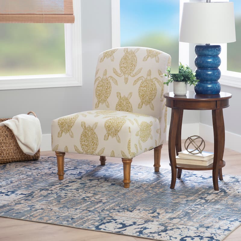 Terrapin Upholstered Turtle Pattern Accent Chair - Mustard