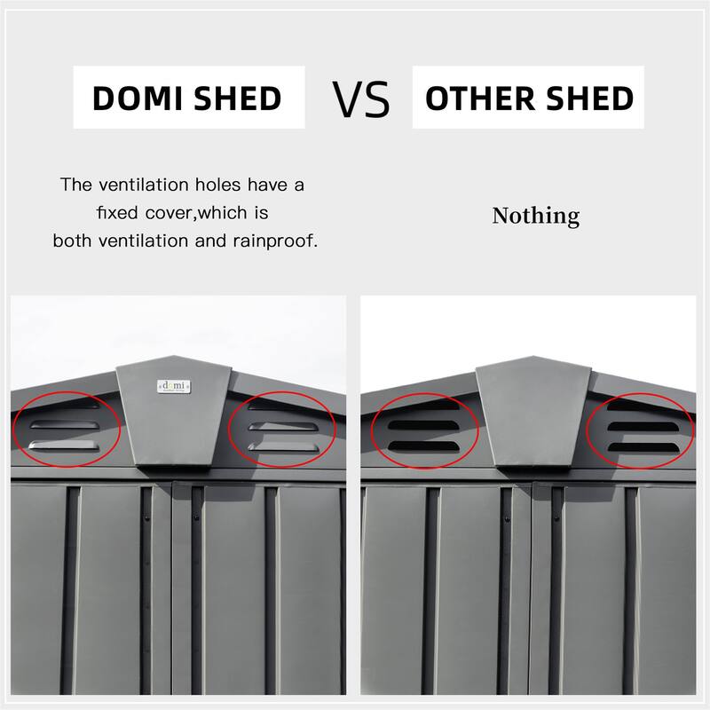 Rustproof Metal Garden Shed Storage Shed with Lockable Double Doors, Water-Resistant Tool Shed, Dual Air Vents
