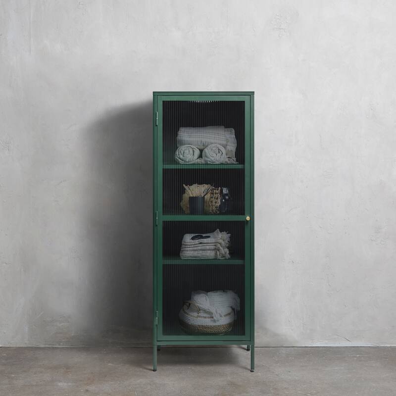Rye Studio Brianne Modern Metal & Glass 63" Display Cabinet - Green