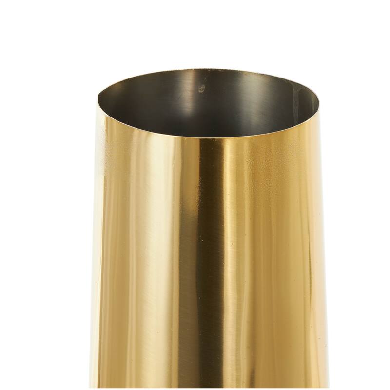 Gold or Silver Stainless Steel Metal Minimalistic Tall Floor Cone Vase