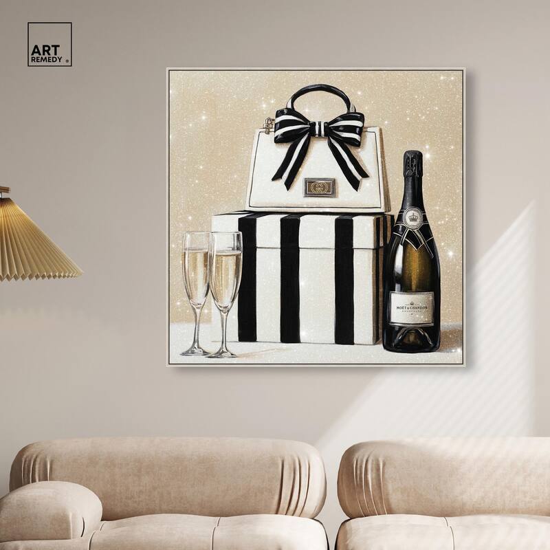 Black and White Striped Glam Canvas by Art Remedy
