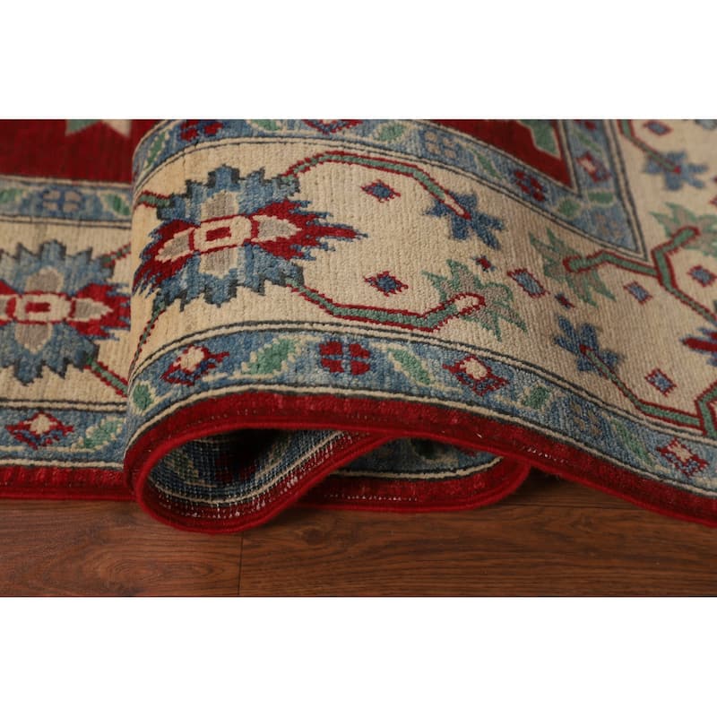 Oriental / Geometric Kazak Area Rug Handmade Wool Carpet - 5'6" x 8'2"
