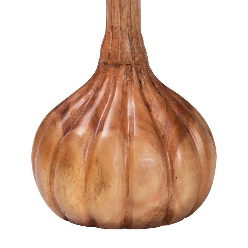 Usama End Table with Marble Stone Top - Sculpted Pedestal Accent Side Table for Living Room or Entryway