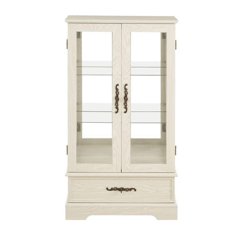 25.98 in. Display Cabinet with 1 Drawer and 2 Glass Doors
