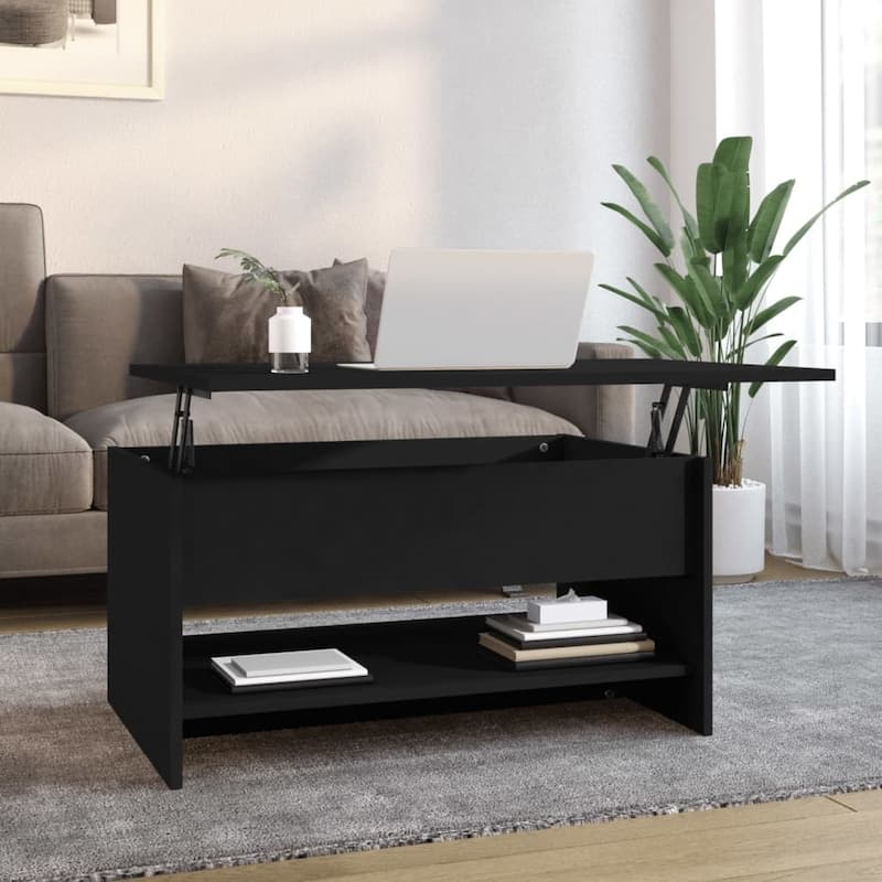 vidaXL Coffee Table Lift Top End Table Accent Side Sofa Table Engineered Wood - 31.5" x 19.7" x 16.7" - Black