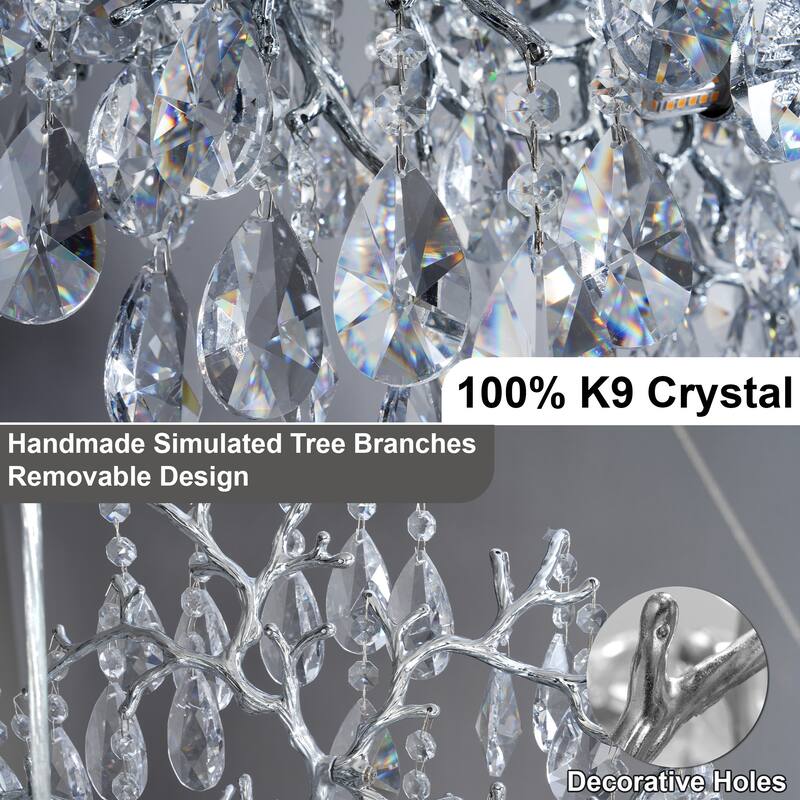 KAYLA 47.2" 14-Lights Gold Luxury Crystal Linear Chandelier