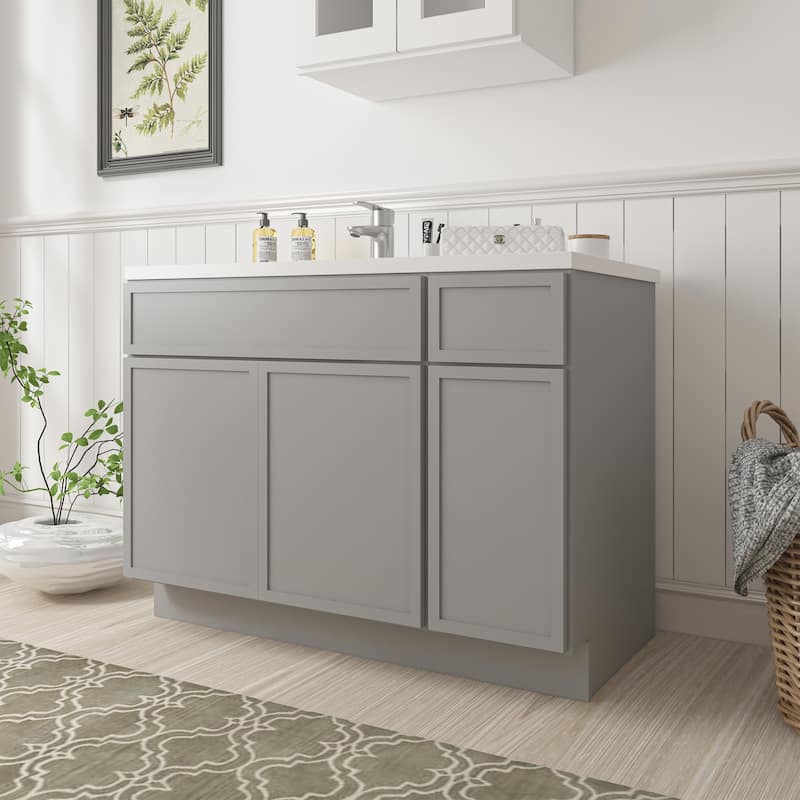 Vanity Art 48" Birch Freestanding Bathroom Vanity Cabinet without Top