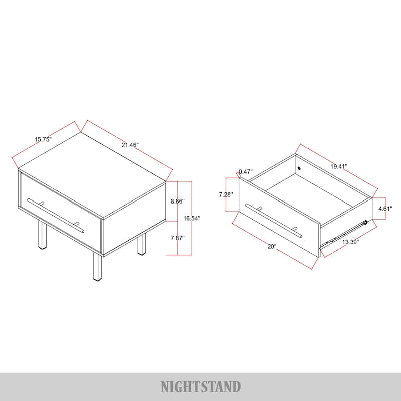 CraftPorch Mid-Century 4-pieces Wooden Bedroom Set