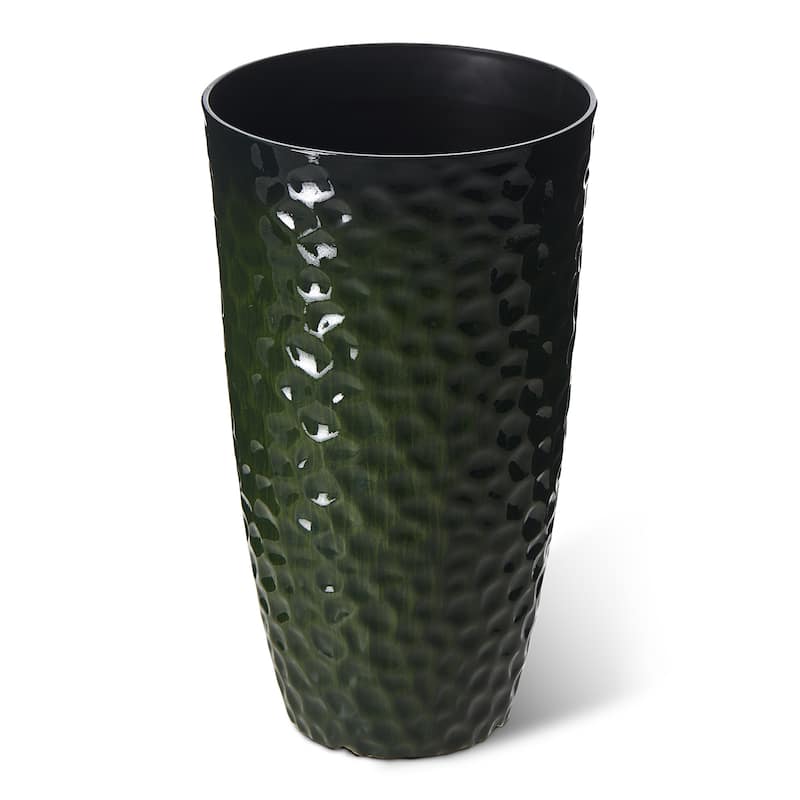 Glitzhome 23.75"H Set of 2 Oversized Eco-Friendly PP and Stone Honeycomb Textured Blue/Green/Red Tall Plastic Planter