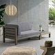 preview thumbnail 9 of 15, Oana Outdoor Acacia Wood Left Arm Loveseat and Coffee Table Set with Cushion by Christopher Knight Home Gray/ Dark Gray